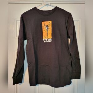 Vans Ying Tang Scorpion Long Sleeve t-shirt Men's S Small Black Burnt Orange